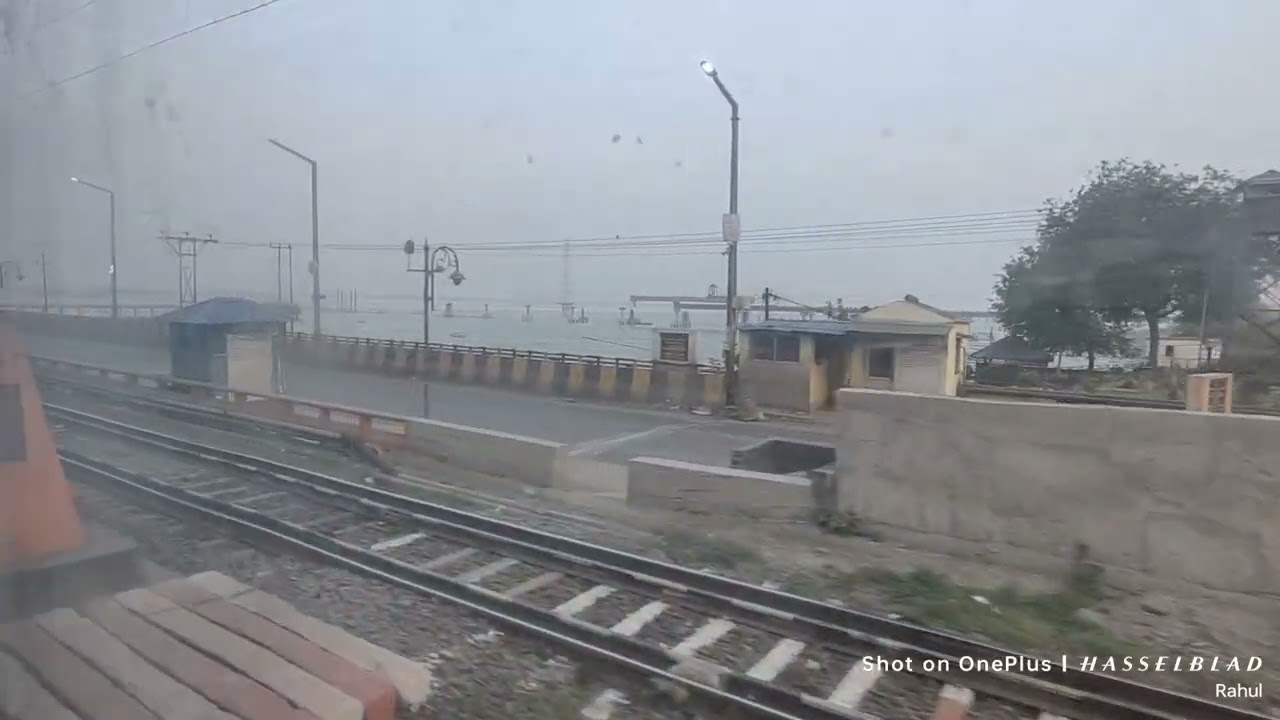 Crossing the massive Farakka Barrage onboard Bangalore New Tinsukia Express.