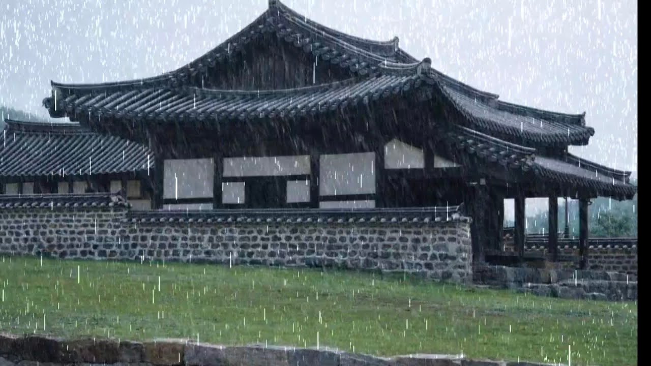 Gentle Rain on a Traditional Japanese Roof for Relaxation