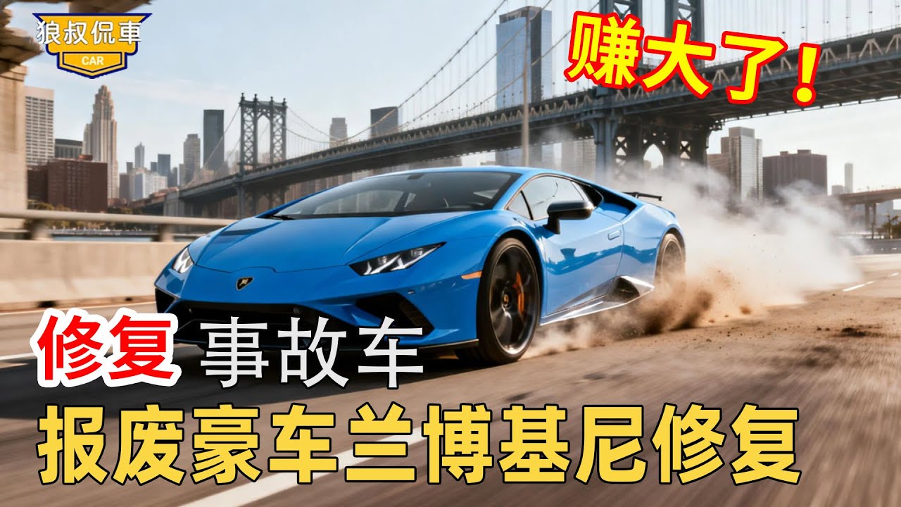 【蘭博基尼報廢車】事故蘭博基尼四千撿漏，車身被撞到只剩空殼，小夥一招復原驚艷全網賣出史上高價！