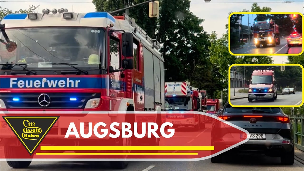 Einsatzfahrten - unterwegs in Augsburg und Umgebung - Feuerwehr RTW Polizei swa - Halbzug FW Süd