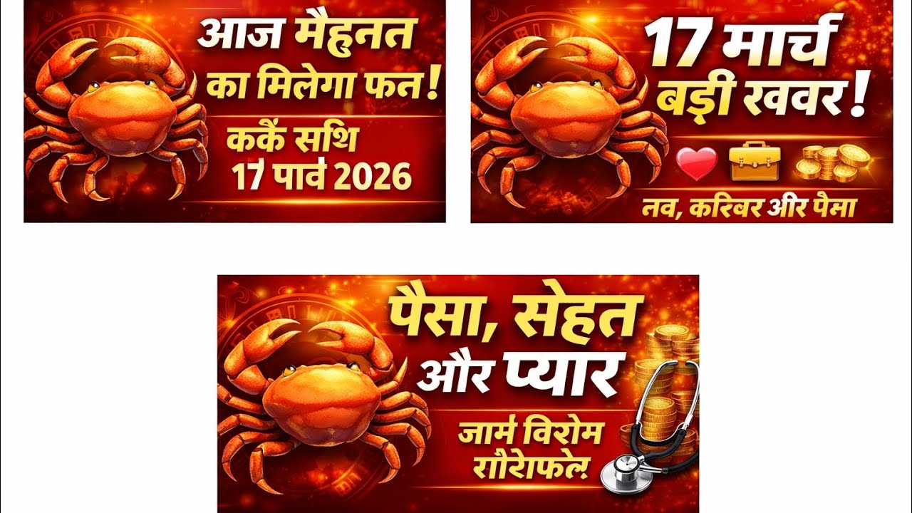 कर्क राशि 17 मार्च 2026 | Cancer Horoscope Today | आज मेहनत का मिलेगा फल | Love, Career, Money