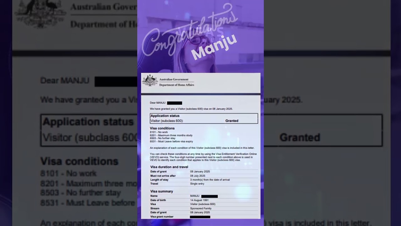 Big congratulations to our client for securing their Australia Visit Visa with the expert guidance