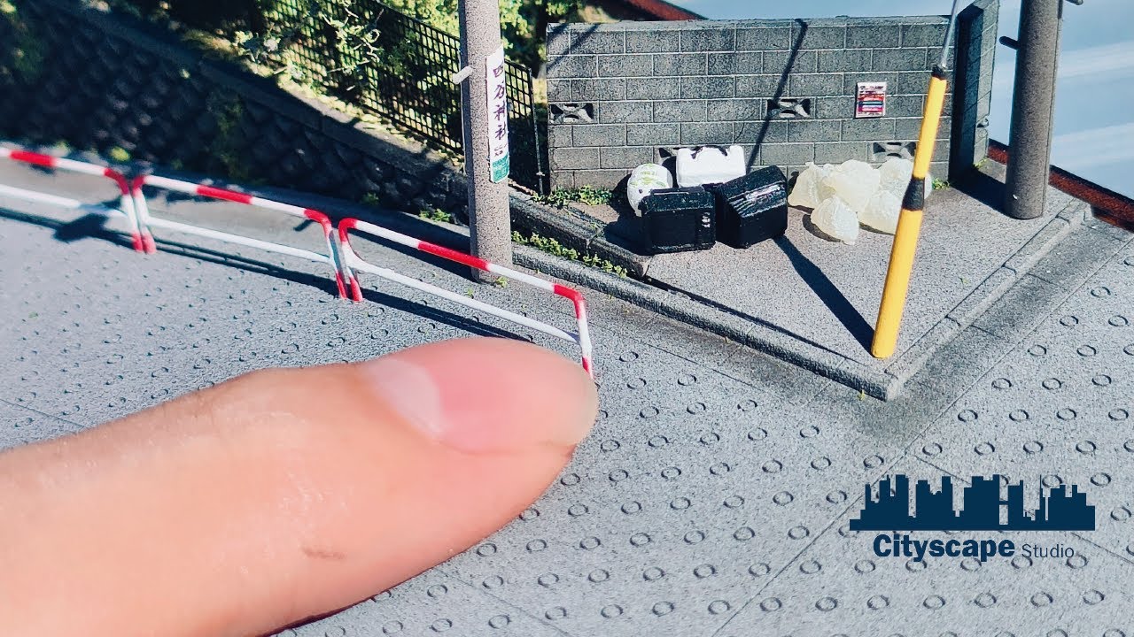【街角ジオラマ】80時間の制作過程を14分に凝縮　Revopoint MINI 3Dスキャナーを使ったゴミ置き場と坂道のある風景の制作　Making a diorama of the hill