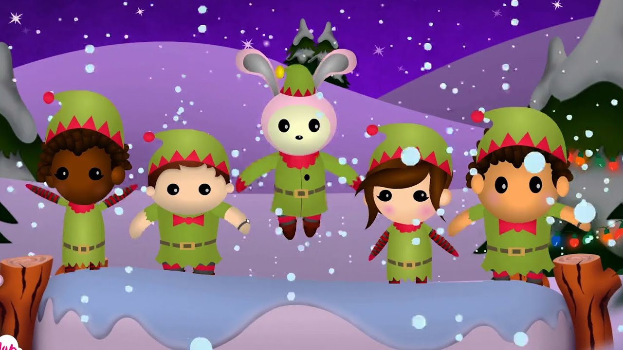 Five Little Elves Jumping On The Bed | Christmas Nursery Rhymes | Little Bunny Club