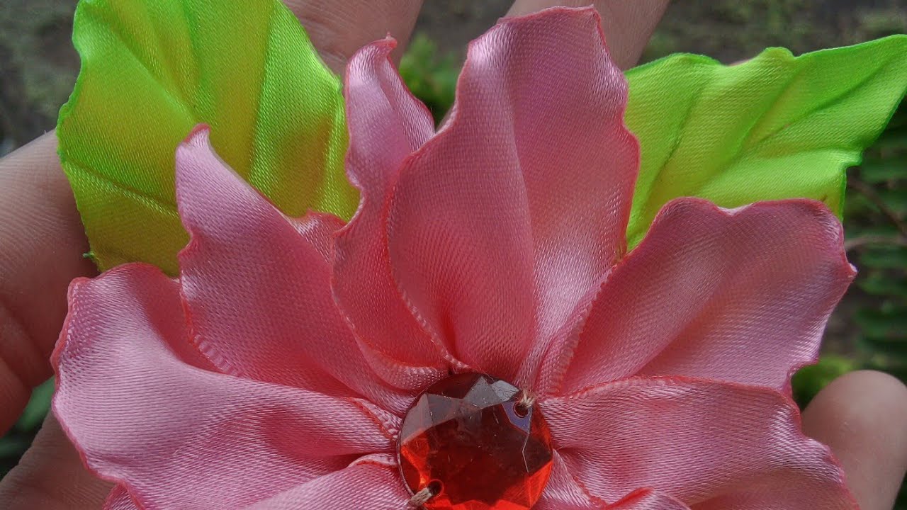 🌺FLOR BELISCADA / FLOR COM FITA DE CETIM PASSO A PASSO COMPLETO 😍