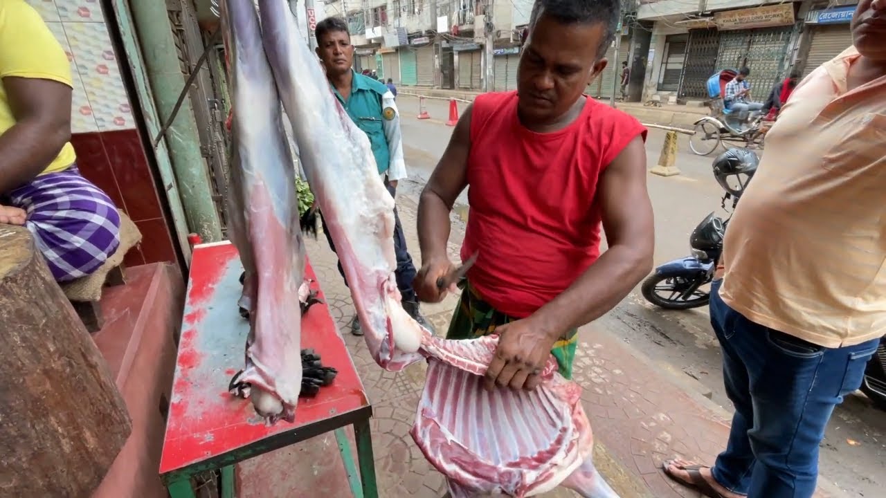 100% Original Goat Meat Cutting - Roadside Mutton Shop | Amazing Mutton Cutting Video |