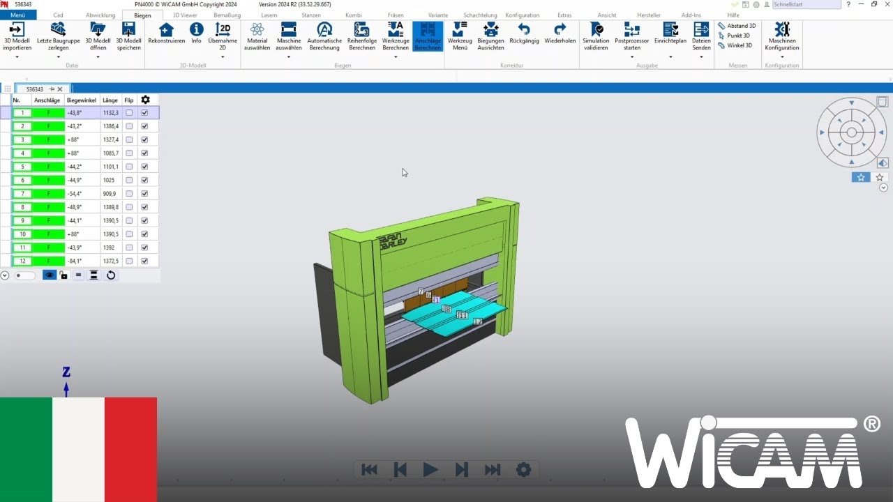PNBend | Generazione ed elaborazione di programmi di piegatura Safan in PN4000 • wicam.com
