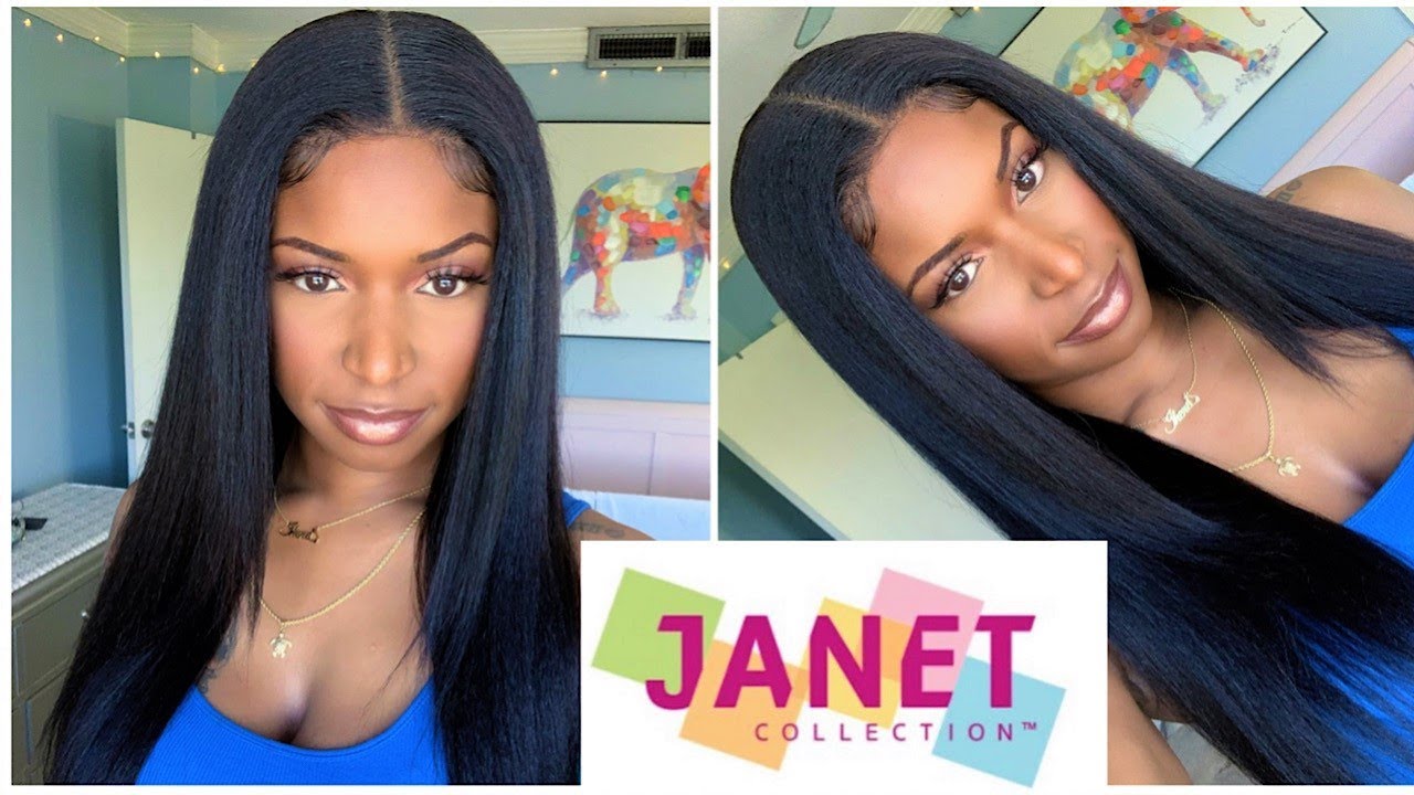 Synthetic or Human Hair? Janet Collection HD Deep Part Kinky Straight Wig Install | EbonyLine