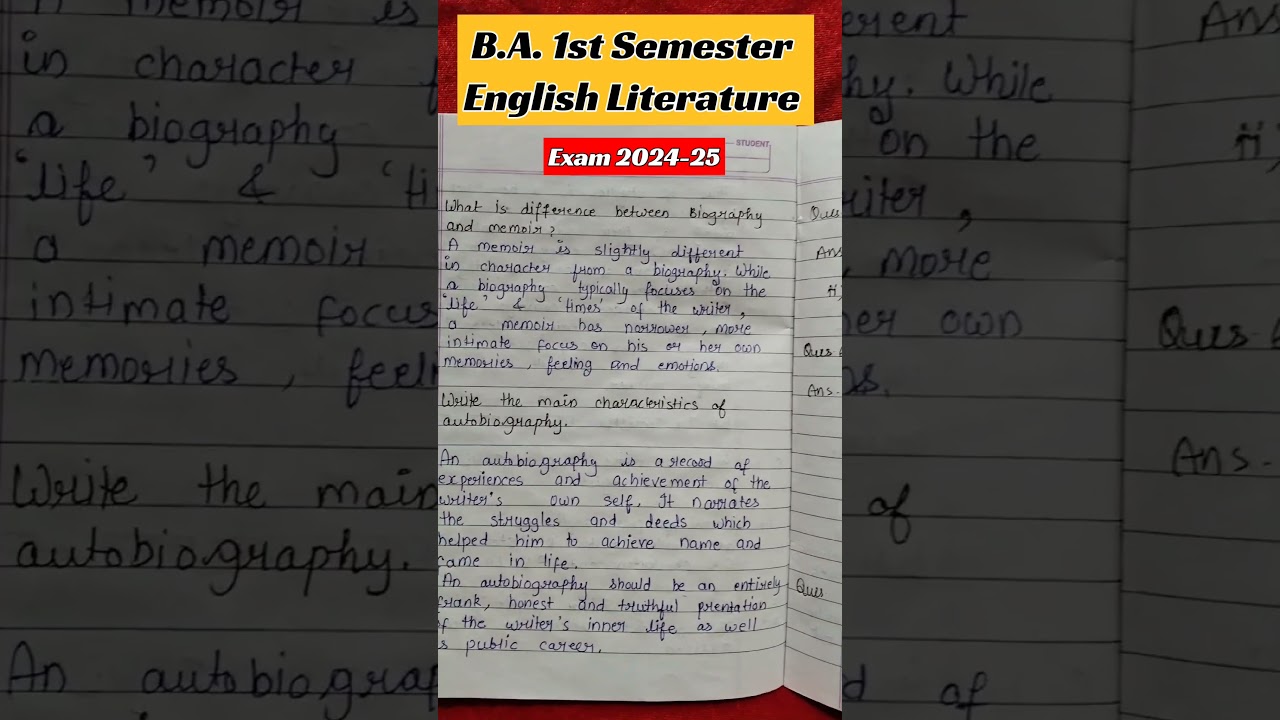 B.A.1st Sem. English Literature Exam 2024-25 Most Imp. Ques -Ans For Exam #shorts #ytviral #youtube