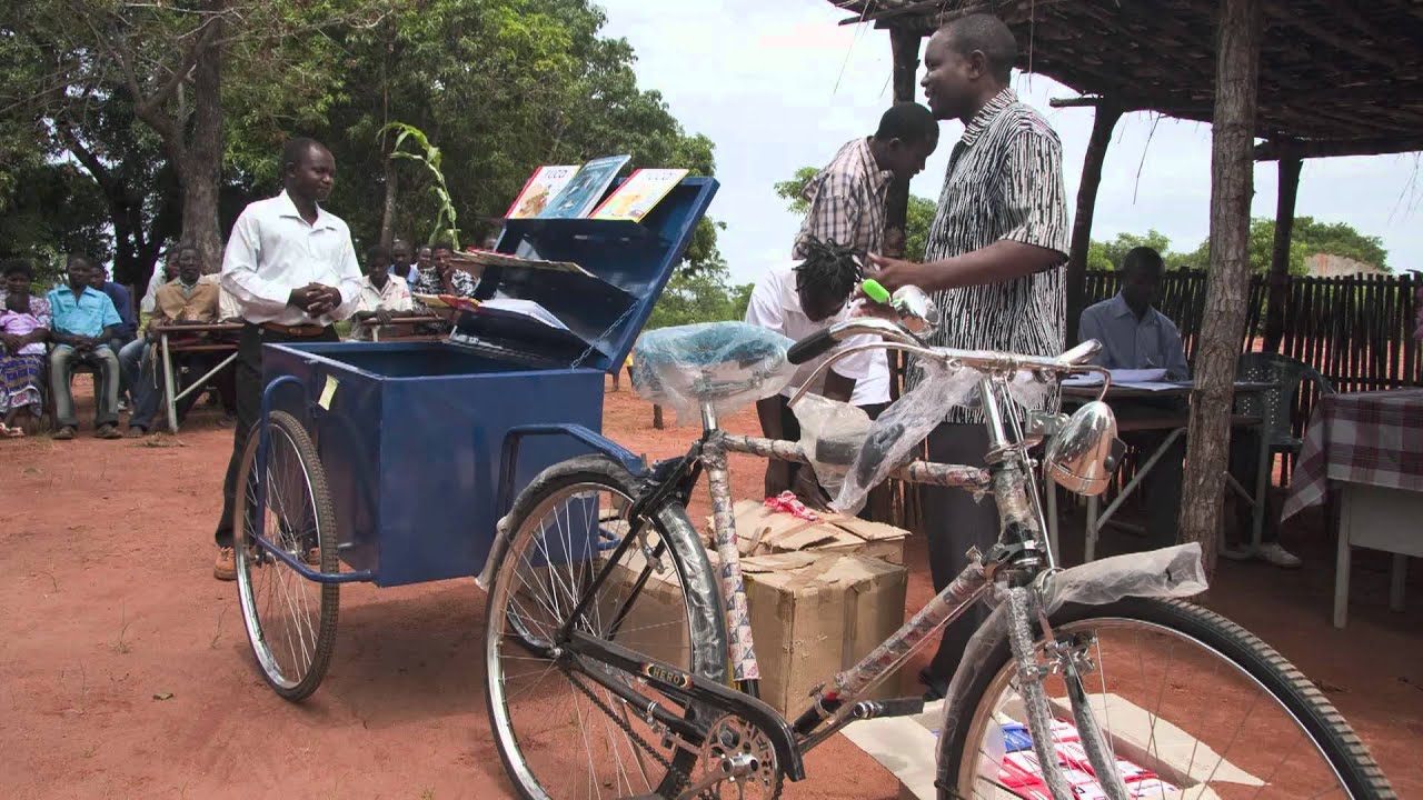 Invielse af mobilt bibliotek i Mozambique.
