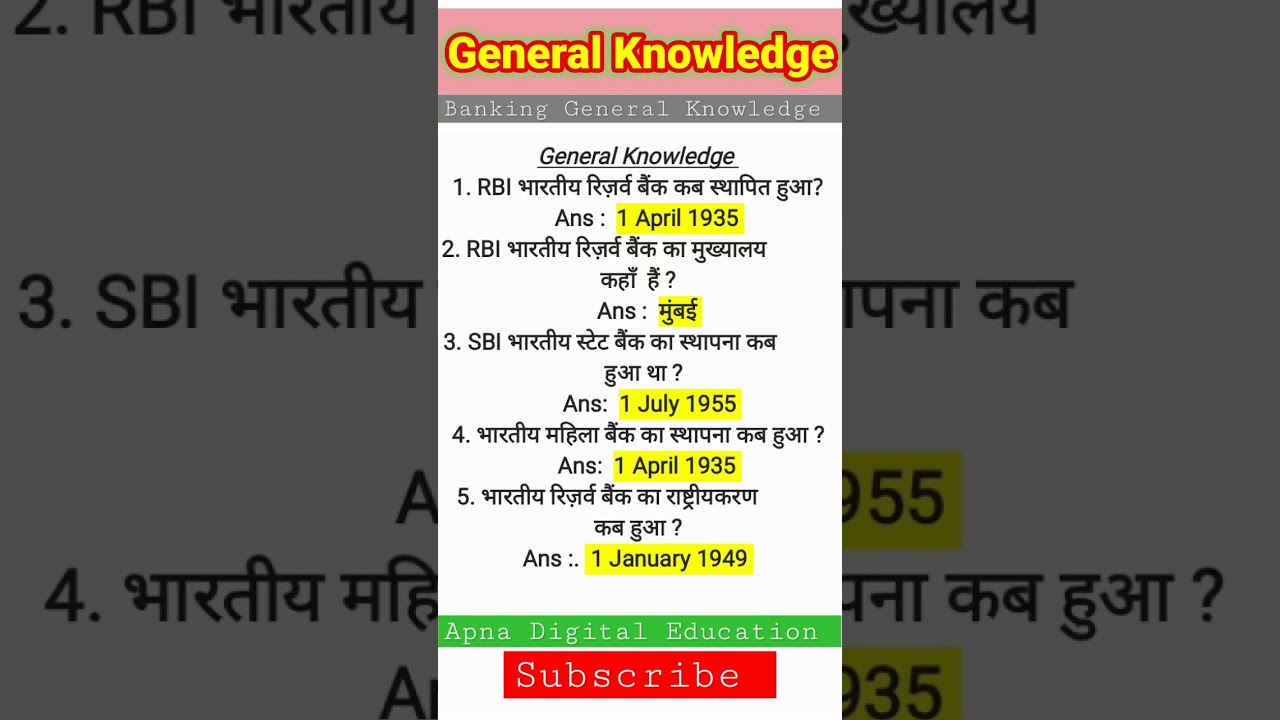 Banking General Knowledge Questions #banking #bankingexams #gk #bankinggk #generalknowledge #shorts