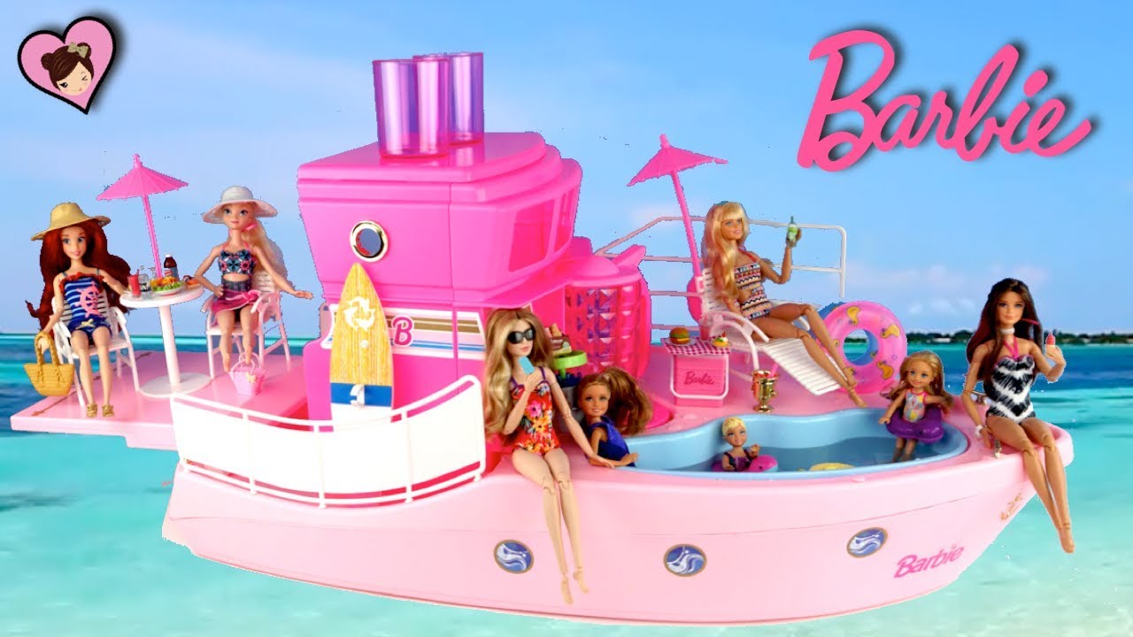 Barbie Doll Pink Dream Boat with Toy Pool -  Chelsea Camping Adventure