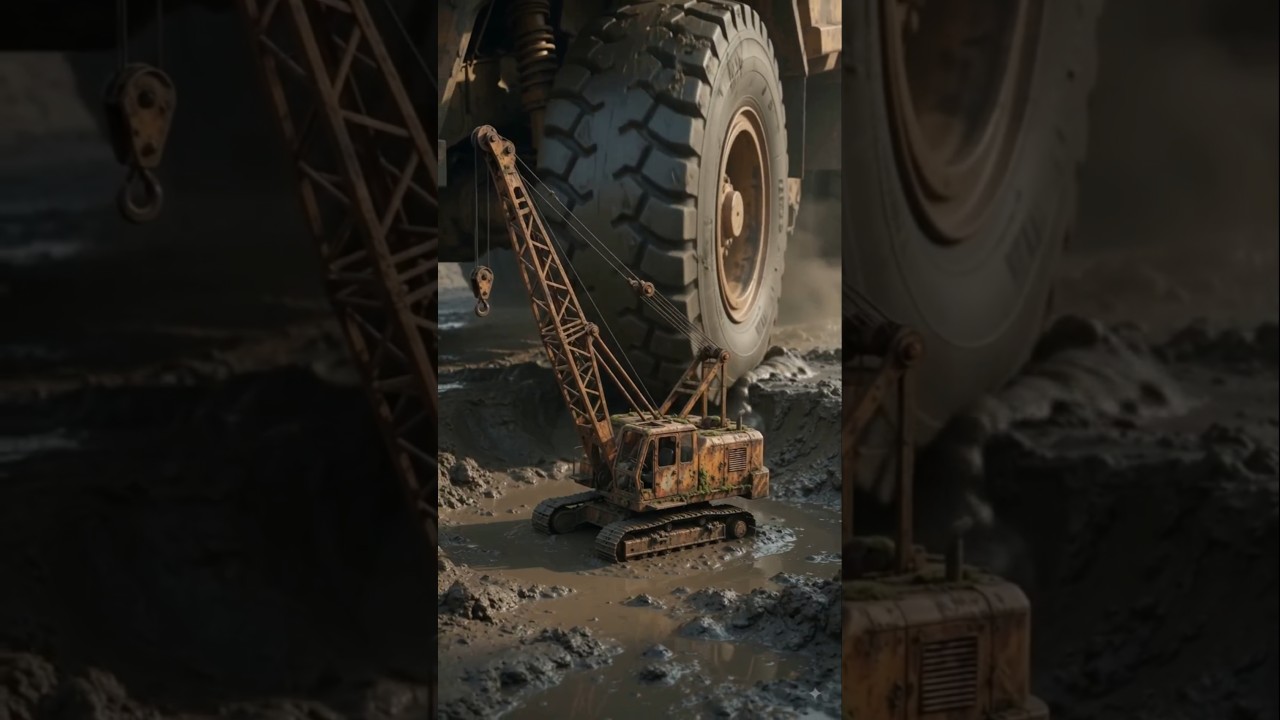 Monster Truck vs Rusty Crane! 😱 Last-Second Rescue & Restoration #monster #truck #crane #exavator