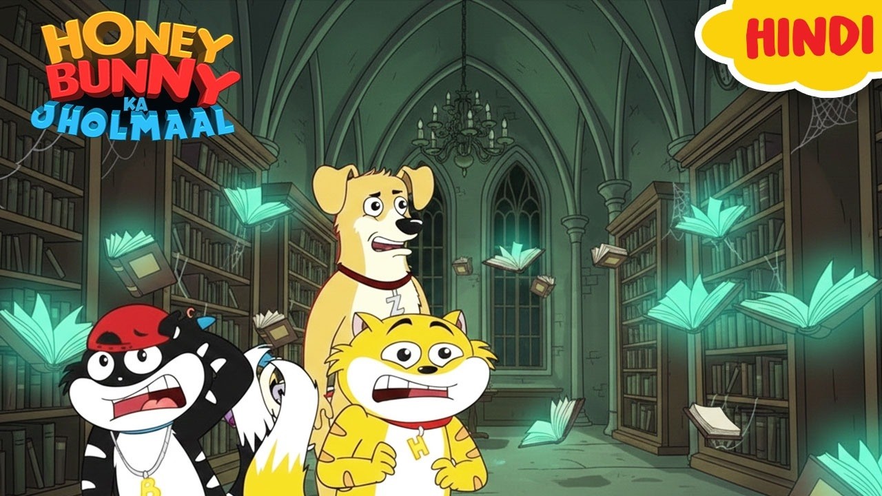 Honey Bunny पहुँचे भूतिया लाइब्रेरी, किताबें खुद पलटने लगीं | Cartoon For Kids | Gags In Hindi