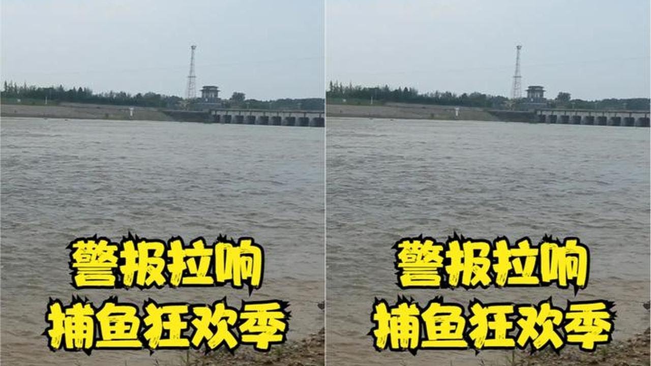 大闸拉响警报，捕鱼人的狂欢季即将来临 #捕鱼人 #撒网 #大闸放洪 #捕鱼人的快乐 #农村生活