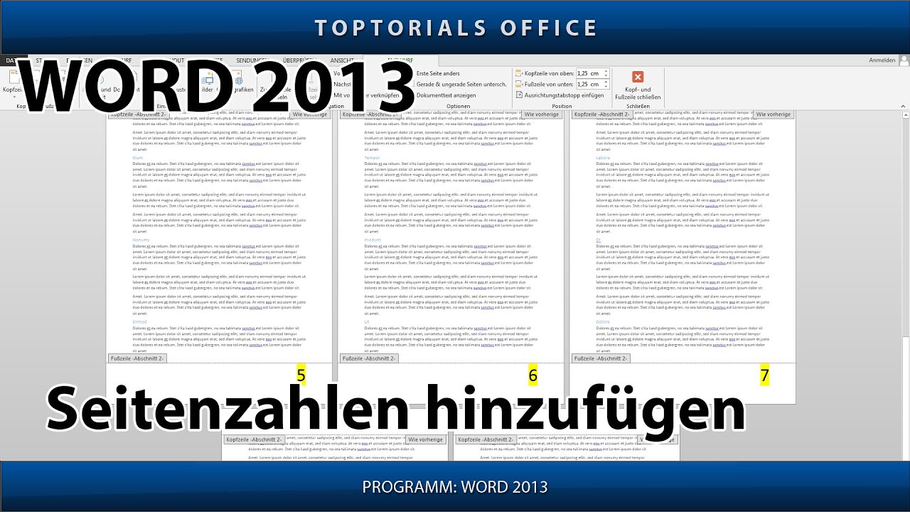 Seitenzahl / Seitennummer hinzufügen (Microsoft Word)