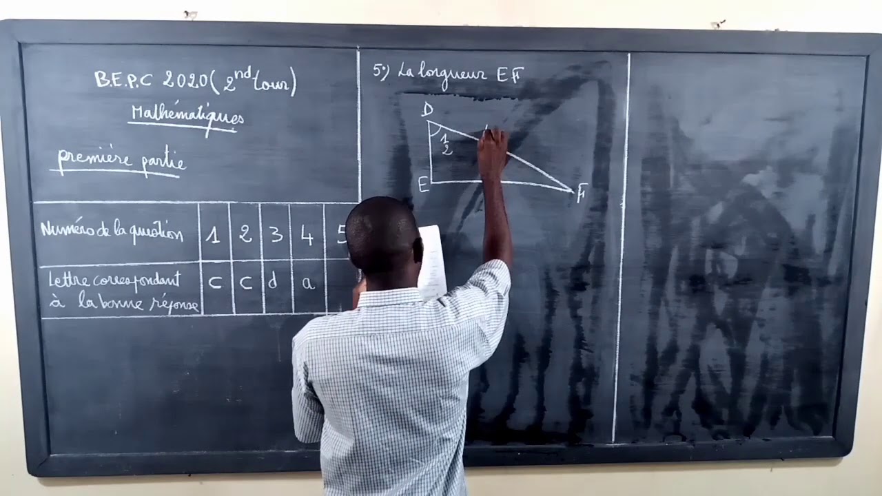 Corrigé de mathématiques du second tour du BEPC 2020