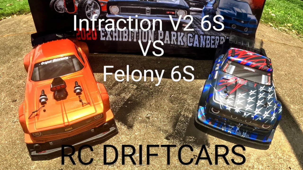 Infraction V2 6S VS Felony 6S #rcdriftcars #rc #fullsend #arrma #arrmatough #arrmarc #fun #rcdrift