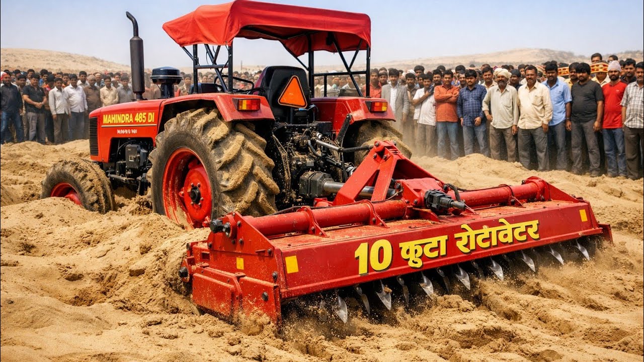 “Mahindra 485 पूरी तरह धसा 😱 | रेत का खेत + 10 फुटा रोटावेटर | खतरनाक सीन