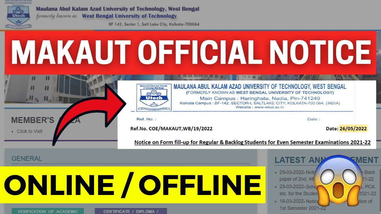 Official Notice | MAKAUT University | Online Exam | West Bengal Even Semester