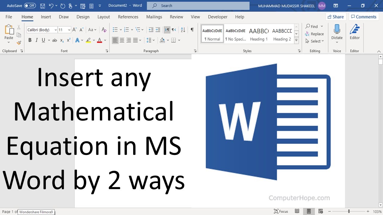Two Simplest ways to insert Equation in MS Word || Built-in & Ink Equation in Word || TODAY'S TECH