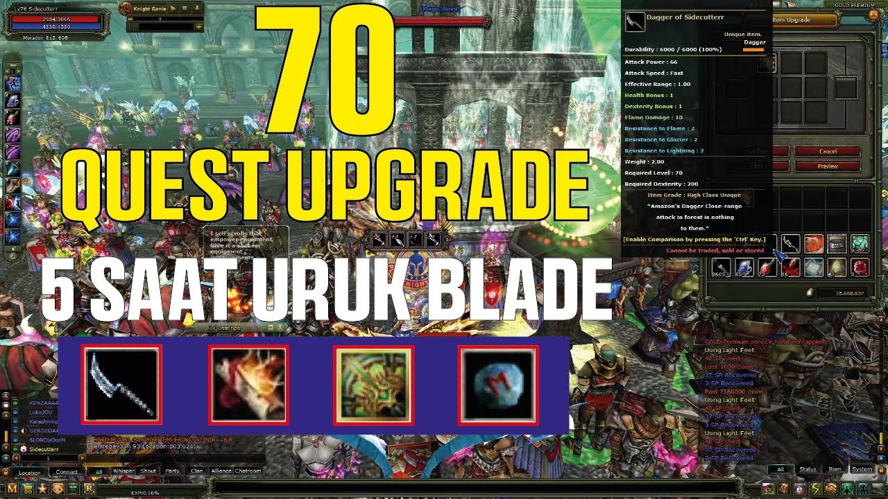Sıfırdan Asas Serisi Bölüm 11 | 70 quest upgrade | Uruk Blade Farm | Knight Online