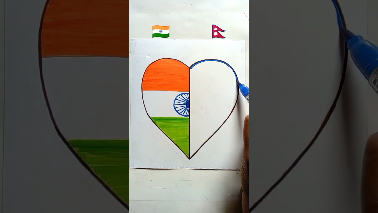 🇮🇳 Indian flag 🇳🇵 Nepal flag drawing/independanc day drawing #shorts