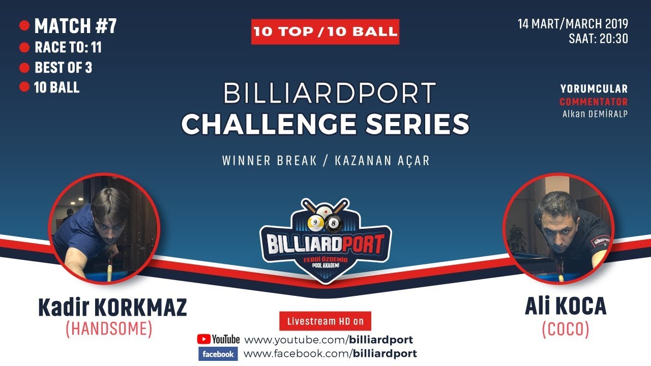 BilliardPort Challenge Series Match#7: Kadir Korkmaz vs Ali Koca