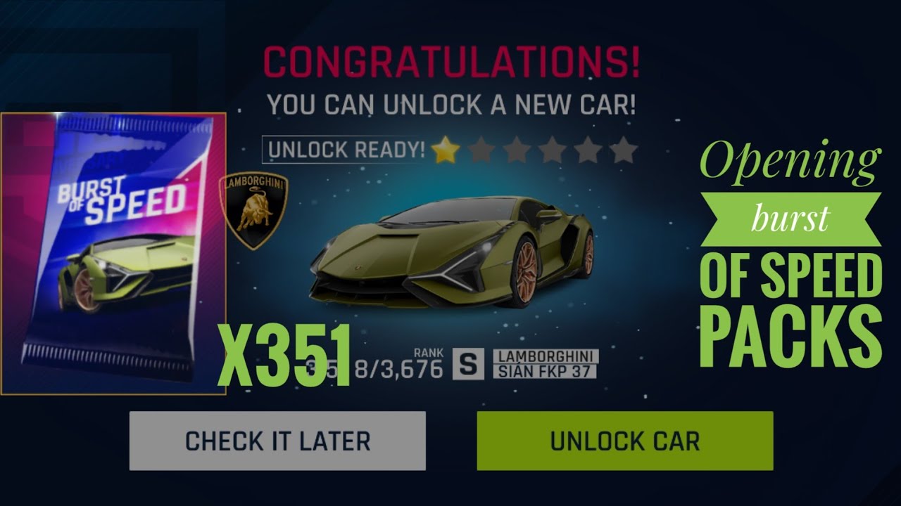 Asphalt 9 Legends | Opening Burst of speed packs | 31,190 tokens spent | Unlocking sian