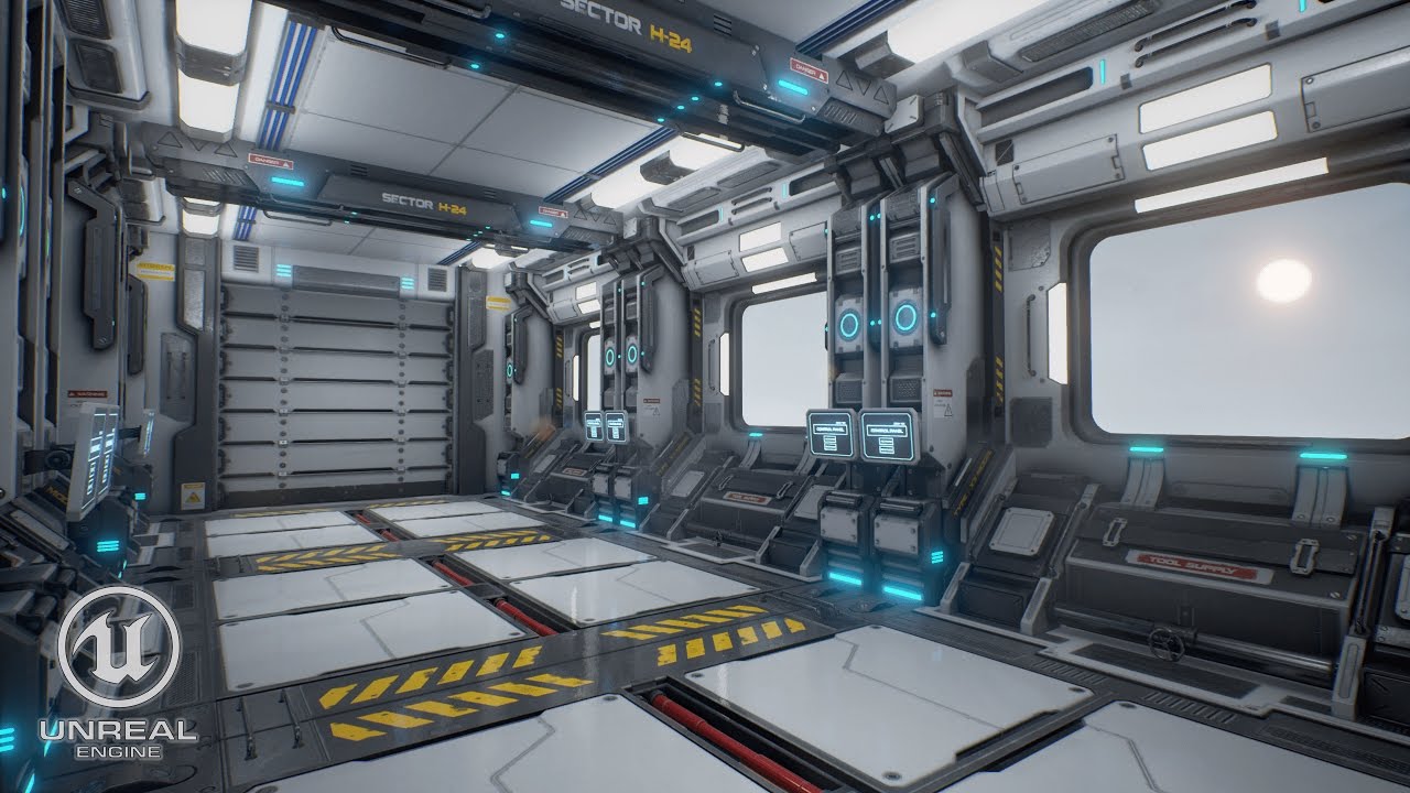 Sci-Fi Corridor Environmental Scene in Unreal 4 | 4.14