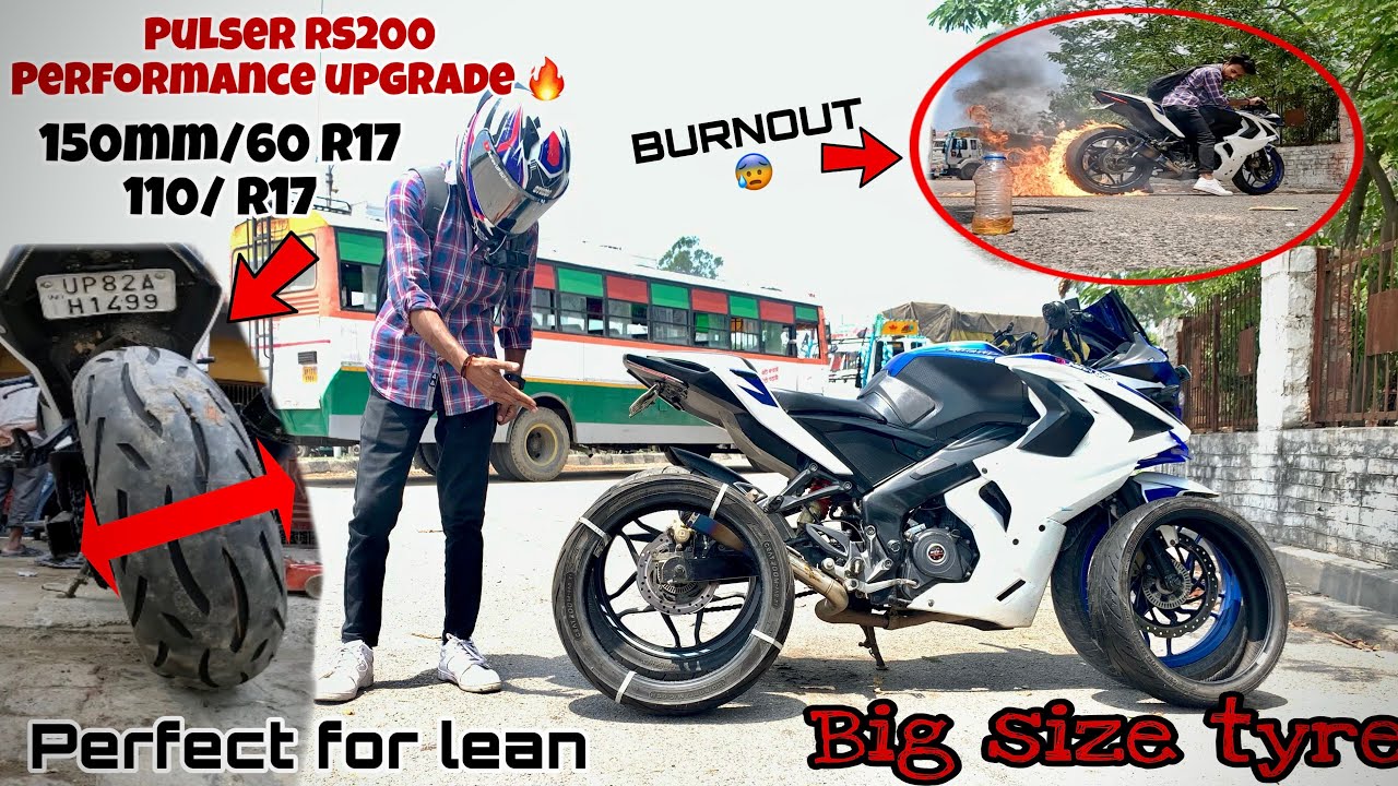 BAJAJ Pulser RS 200 Tyre Size Upgrade | CEAT TYRE 150mm/60 R17 nd 110/70 R17 Best Tyre for lean 🔥