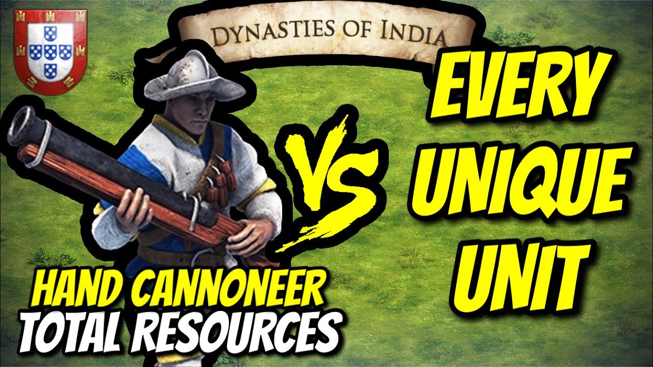 HAND CANNONEER (Portuguese) vs EVERY UNIQUE UNIT (Total Resources) | AoE II: DE