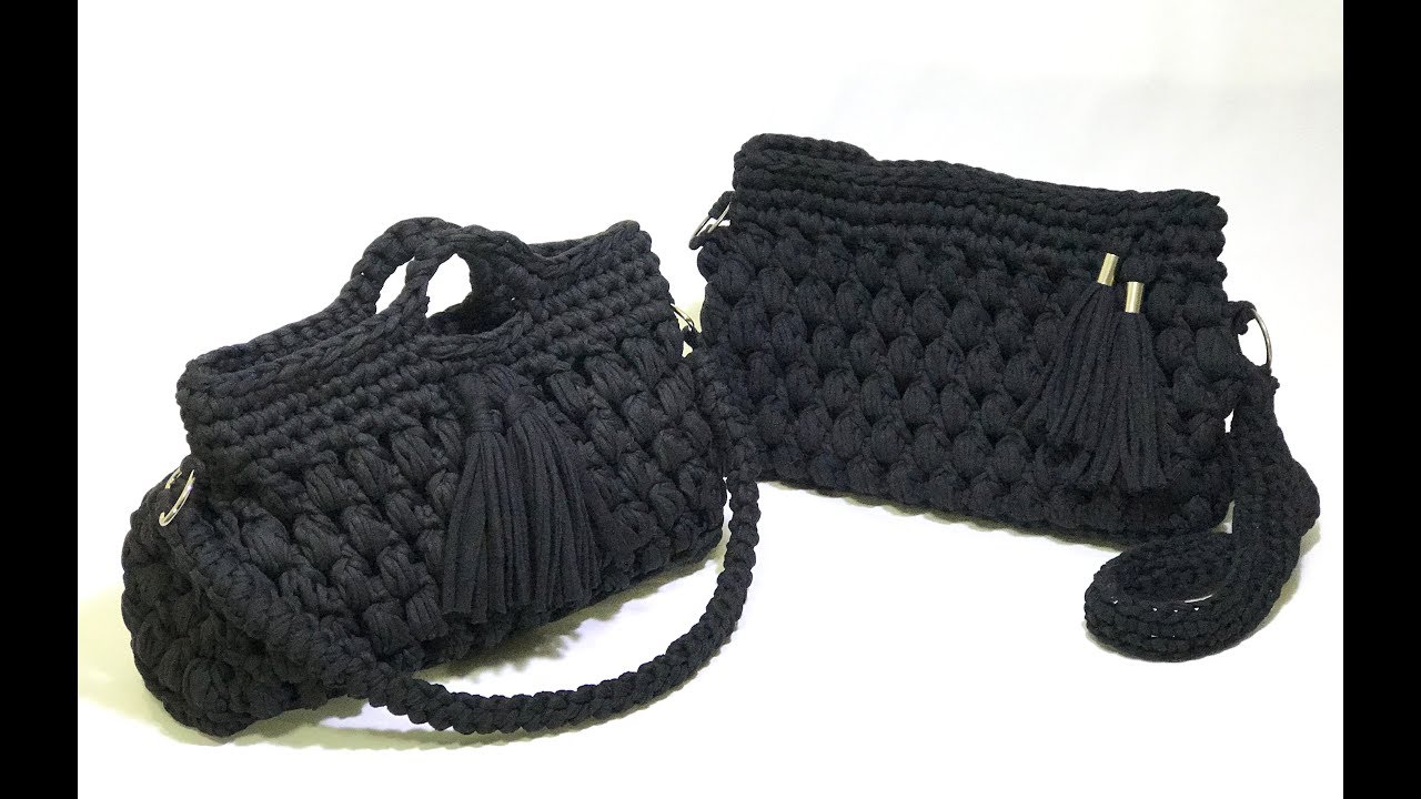 Bolsa em crochê com fio de malha