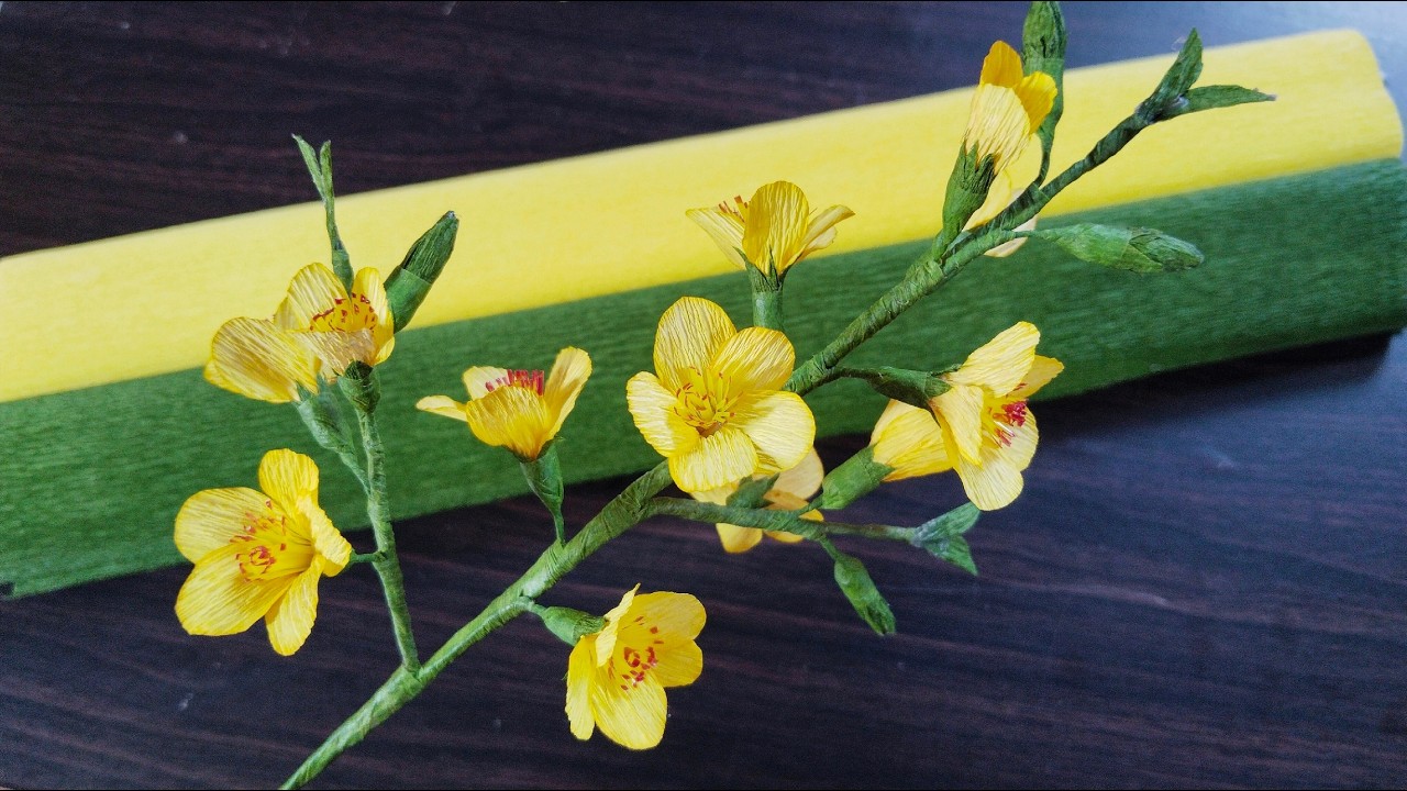 Making yellow blossom paper for home decor 🌼🌼🌼 (ផ្កាអង្គាសីល)