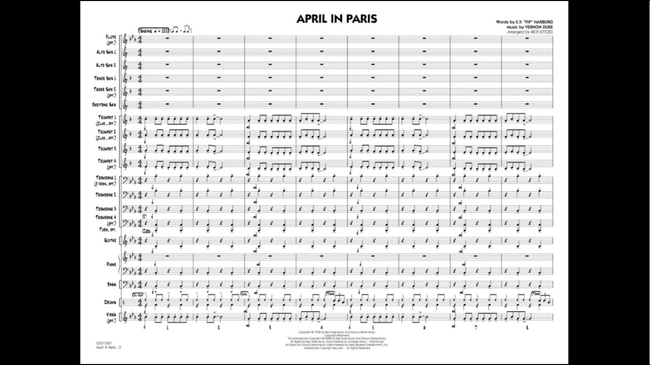 April in Paris arranged by Rick Stitzel