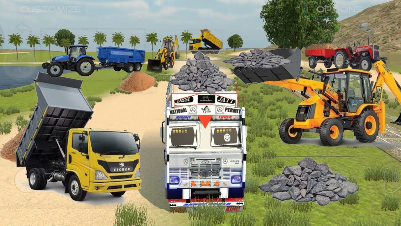 Drive JCB and Uploading | Stone From Dumper/Truck in Game🚜truck jcb/ tractor dumper | games 