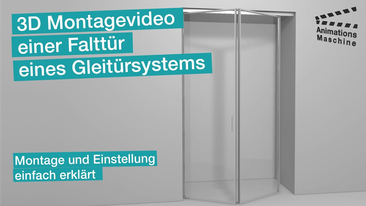 3D Montagevideo einer Falttür eines Gleitürsystems