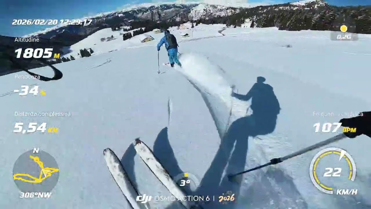 Prova filmato con Osmo action Dji 6 pro  scialpinismo in trentino 20 febbraio 2026