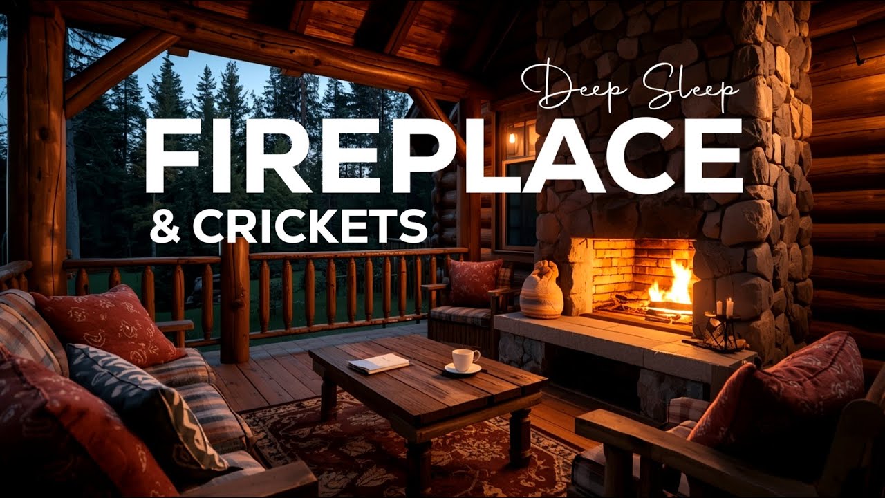 Cozy Wooden Cabin 🔥 Relaxing Crickets & Fire Sounds