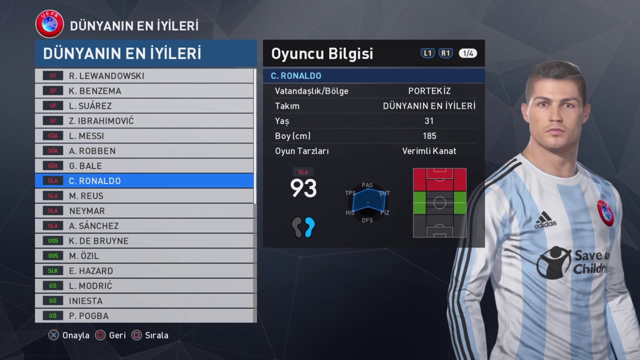 Pes 2017 Dünyanın En İyileri Karması Takım Yaması | PS4