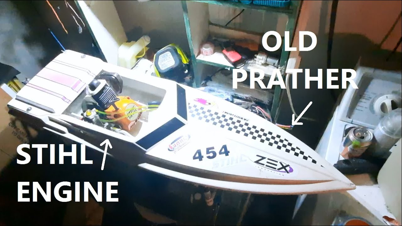 Fitting a Stihl weedeater engine in a Prather Commander RC boat
