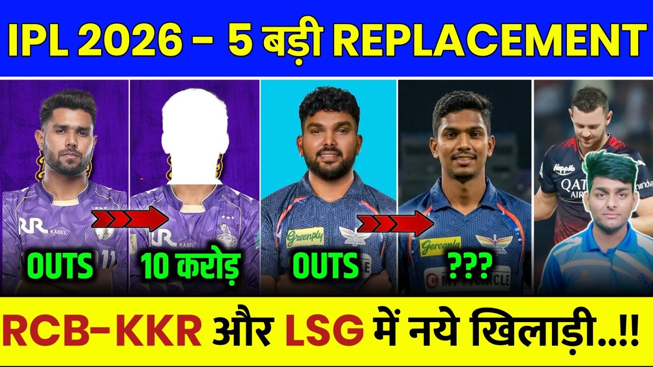 IPL 2026 Replacement List - 5 Big Replacement by KKR,LSG & RCB | IPL Replacement Players 2026
