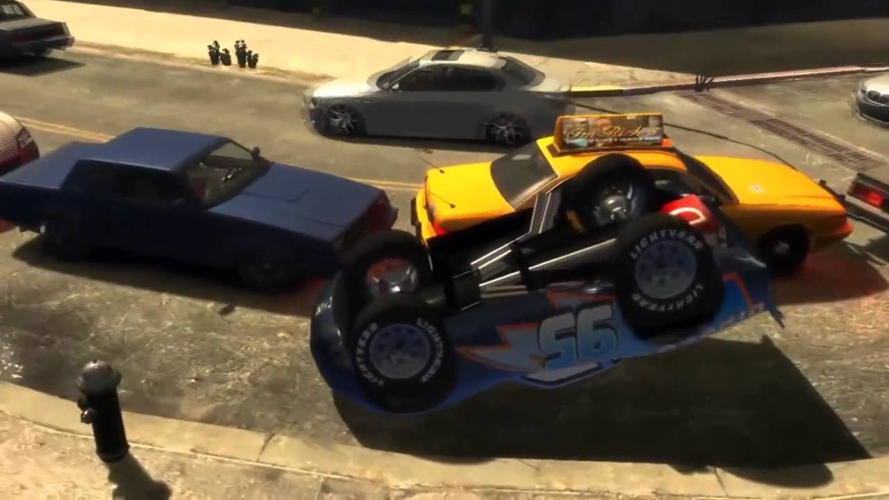 Dinoco McQueen Eighteen  jumps springboards  Jumps Off Roof game gta 4