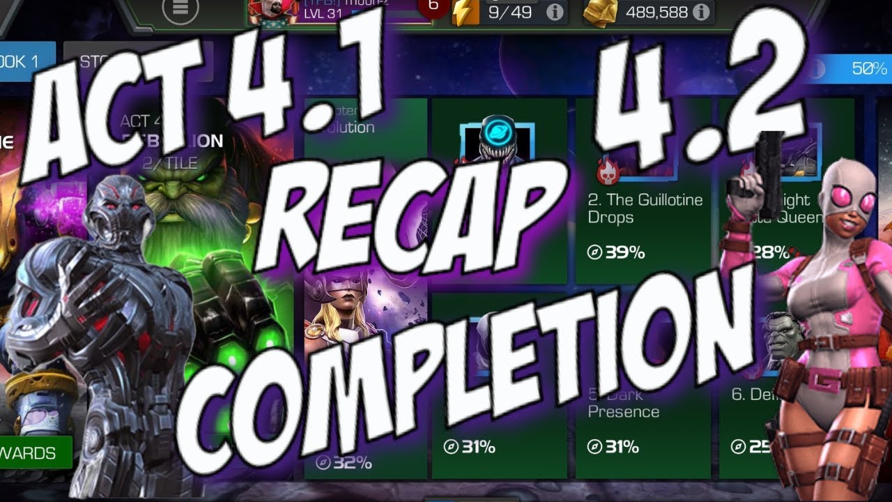 Moon new account ACT 4 1 and 4 2 completion Recap #mcoc #marvelcontestofchampions
