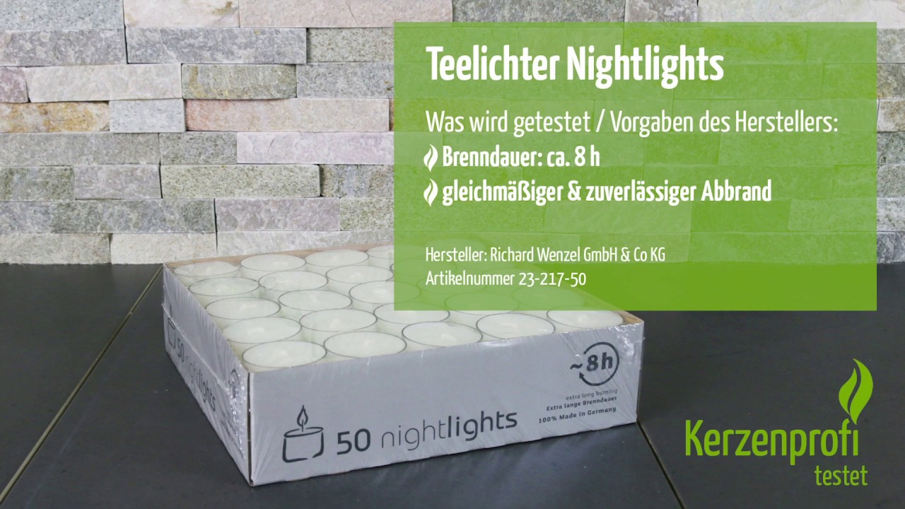 Wie lange brennen die Teelichter Nightlights von Wenzel Kerzen &ndash; der Kerzenprofi testet