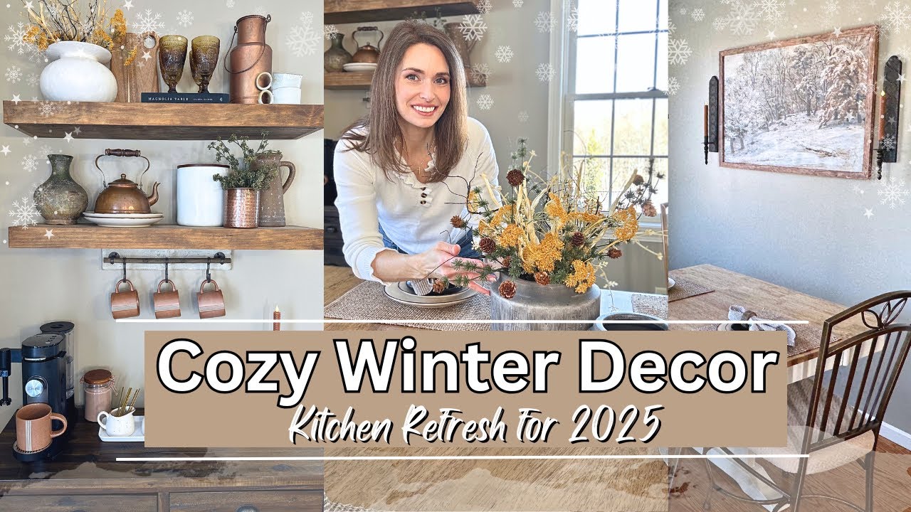 Cozy Winter Kitchen Decor | Open Shelves, Coffee Bar & Tablescape Ideas for 2025
