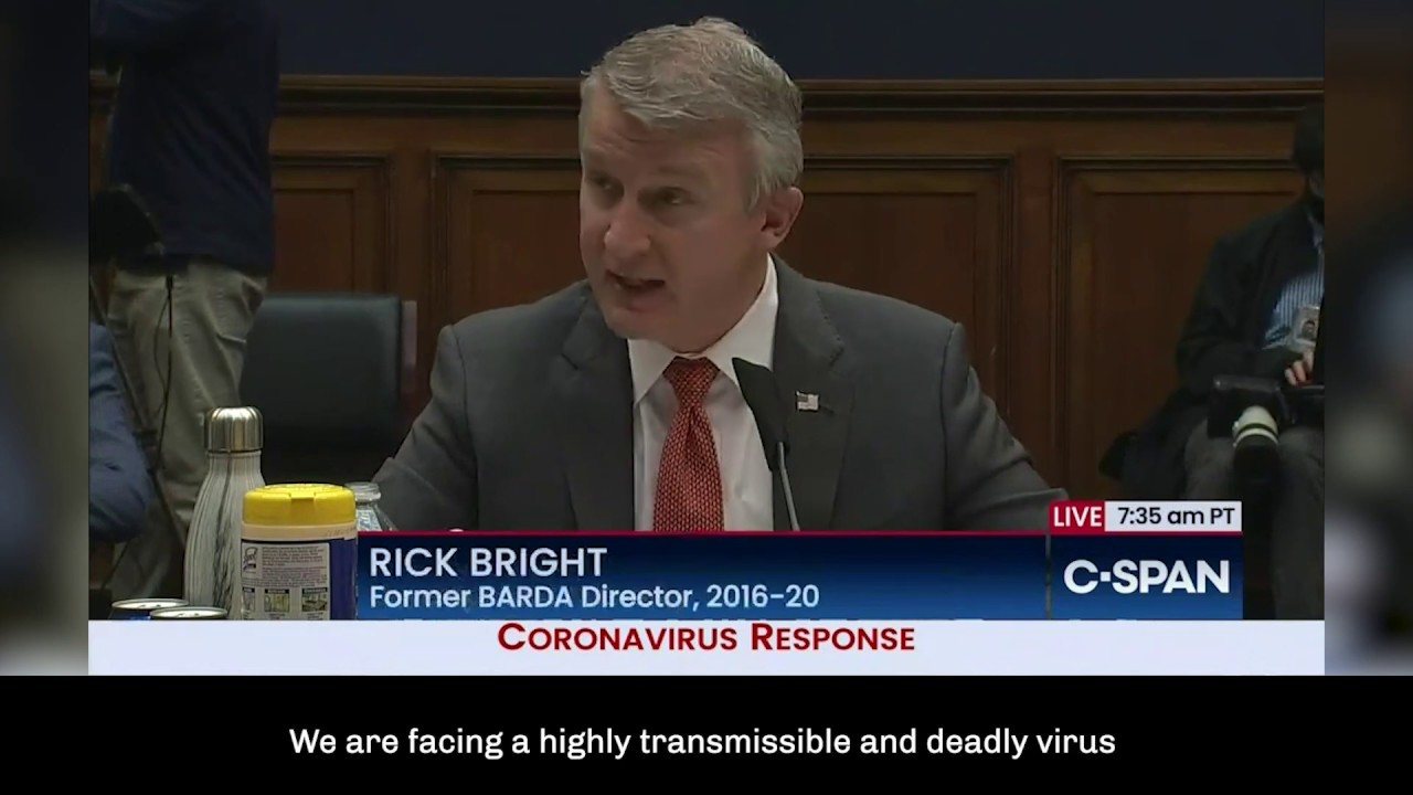 Dr. Richard Bright - COVID-19 Testimony - Full Opening Remarks