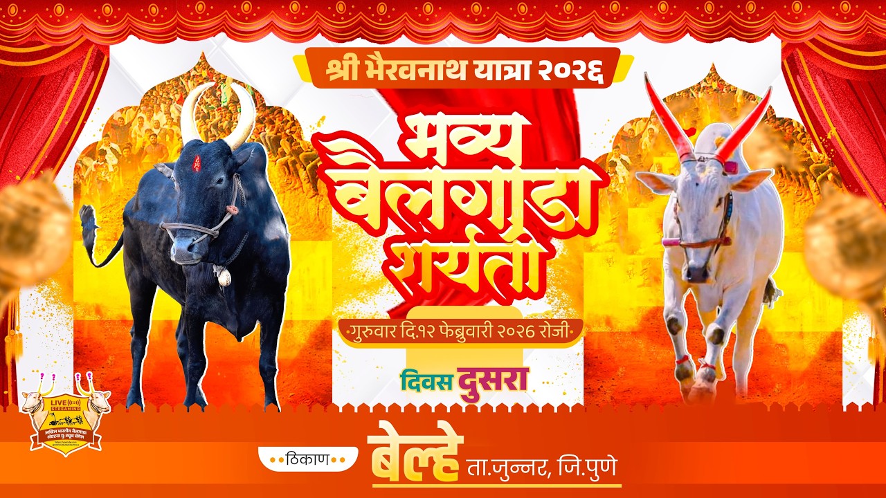 🔴Live:श्री भैरवनाथ यात्रा २०२६ || भव्य बैलगाडा शर्यत || दुसरा दिवस || बेल्हे ता.जुन्नर जि.पुणे