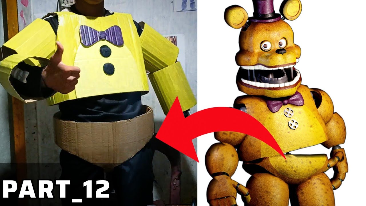 How To Make Fredbear Costume With Cardboard [ FNAF COSPLAY ] PART_12