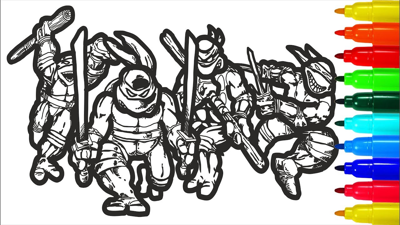 TMNT Sponge Bob Coloring | Colouring Pages for Kids with Colored Markers